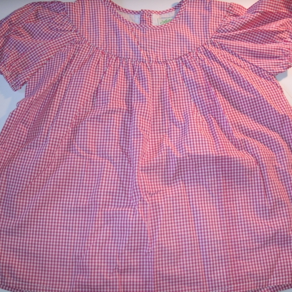 Lolly Wolly Doodle Girls Bishop Top Pink Gingham Short Sleeves Flowy 8 New